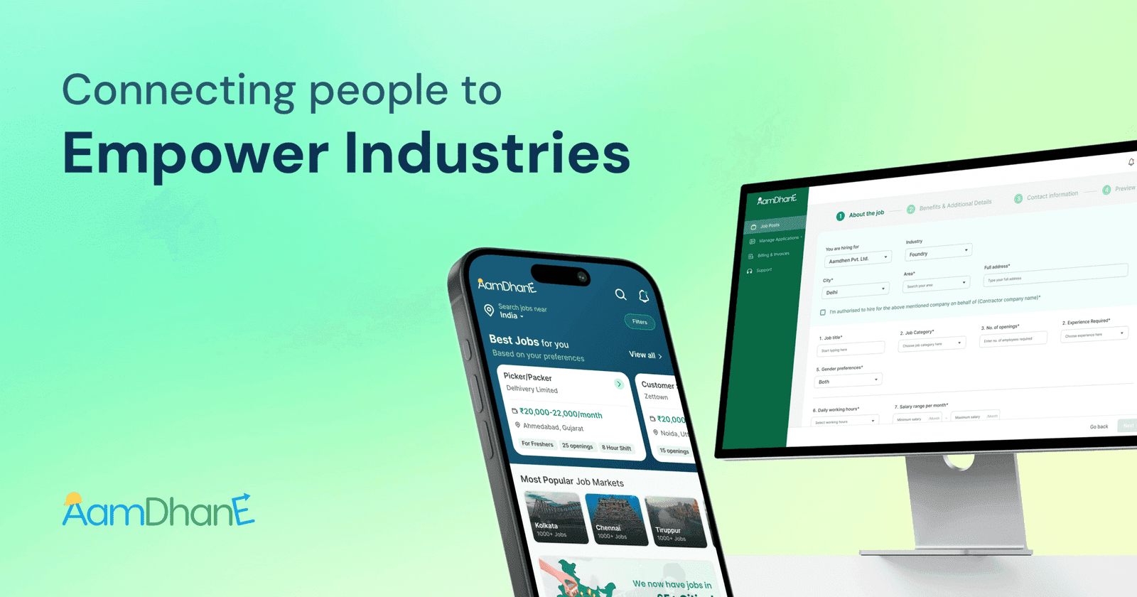 Welcome to AamDhanE, The Industrial Blue Collar Jobs Gateway